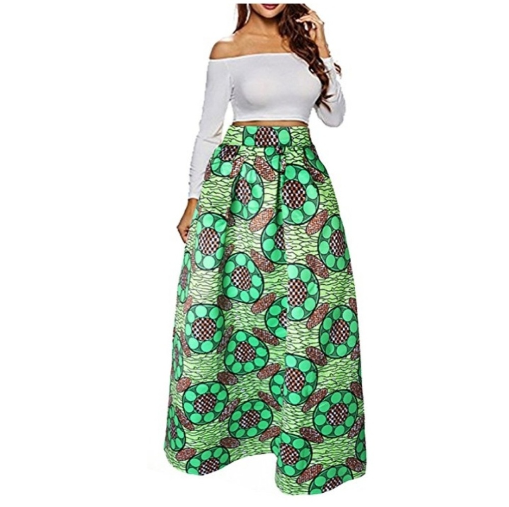 Green African print  skirt